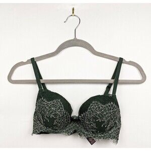 Victoria's Secret Bra Women's 32C Emerald Green Lined Demi Lace Dream Angels